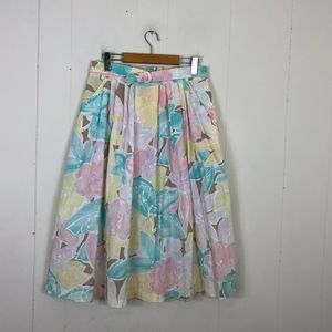 Vintage 50s Pastel Floral Pleated Skirt‎ Sz 28